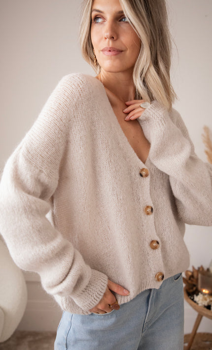 The Cozy Knit Café Au Lait - Cardigan