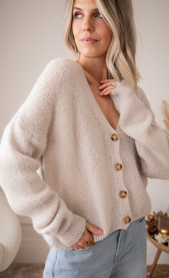 The Cozy Knit Café Au Lait - Cardigan