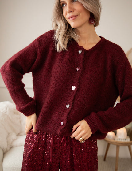 Strickjacke - Love Buttons - Bordeaux 
