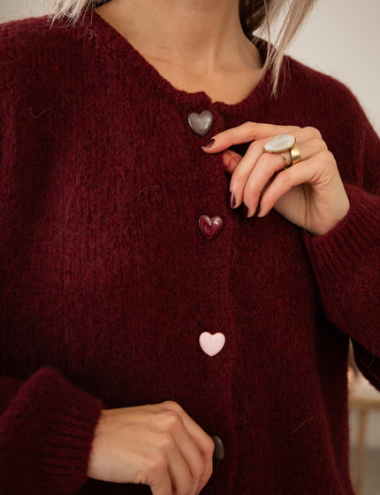 Strickjacke - Love Buttons - Bordeaux 