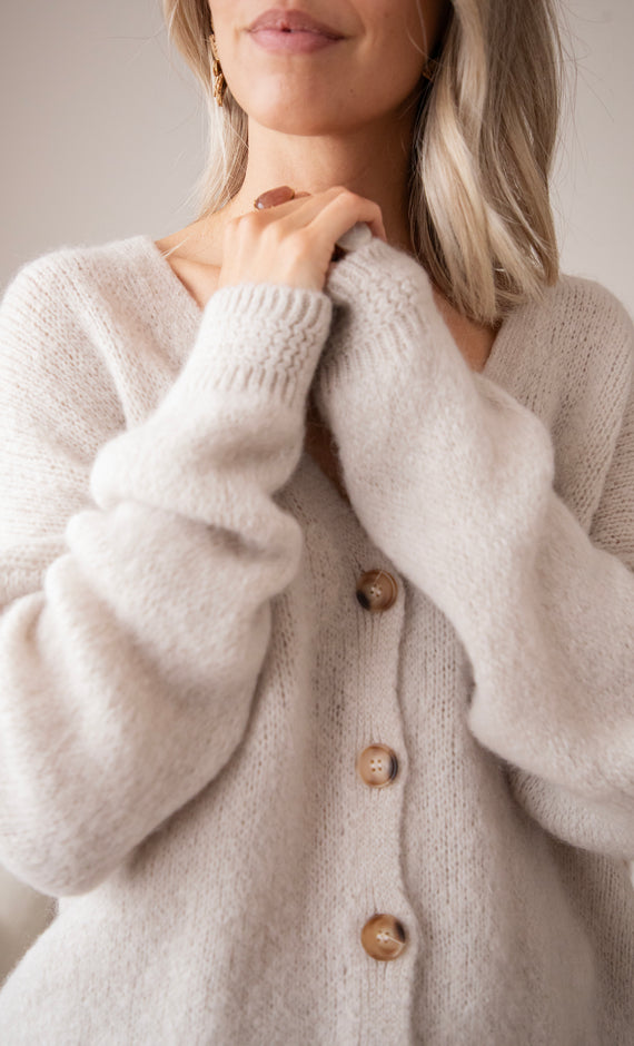 The Cozy Knit Café Au Lait - Cardigan