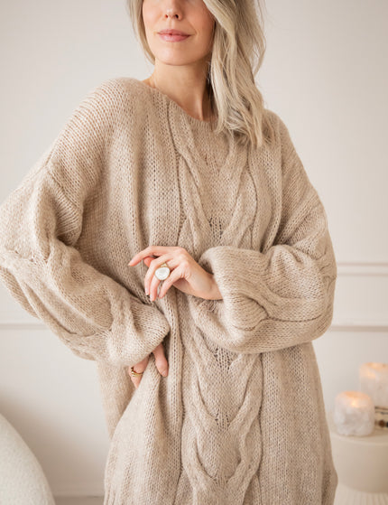 Coco Cable Taupe - Sweater Dress