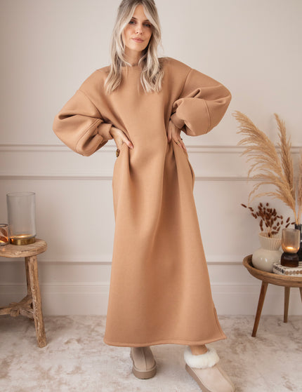 Snuggle Up XL Camel - Sweater Dress