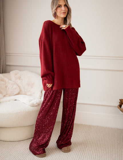 Glow With A Bow Bordeaux - Trui/Sweater Dress