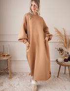 Snuggle Up XL Camel - Sweater Dress