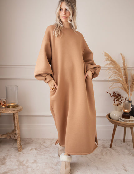 Snuggle Up XL Camel - Sweater Dress