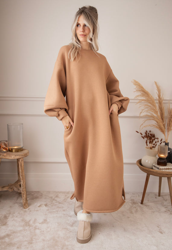 Snuggle Up XL Camel - Sweater Dress