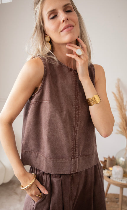 Easy like Denim Brown - Top
