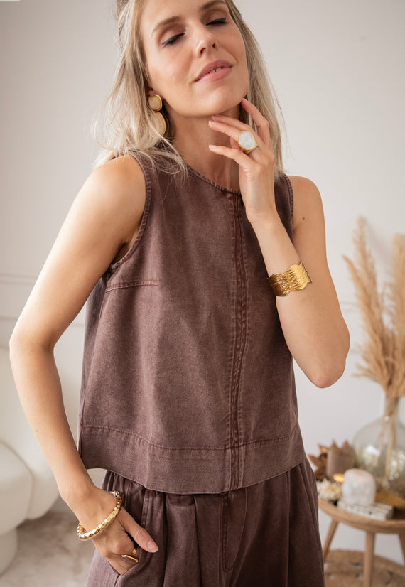 Easy Like Denim Brown - Top 