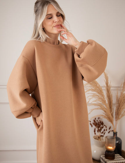 Snuggle Up XL Camel - Sweater Dress