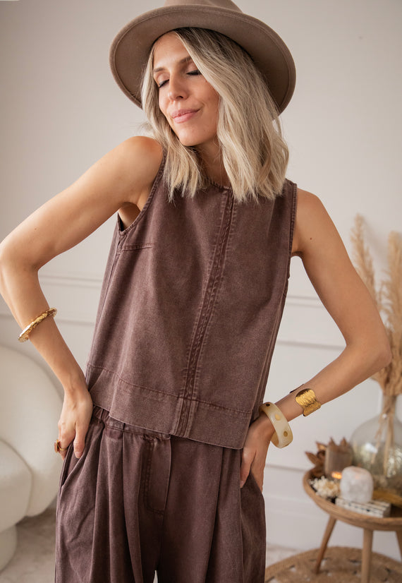 Easy Like Denim Brown - Top 