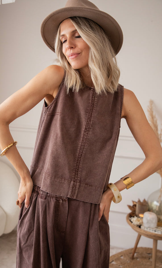Top - Easy Like Denim - Braun