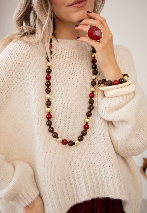 Royal Ball Bordeaux/Gold - Ketting