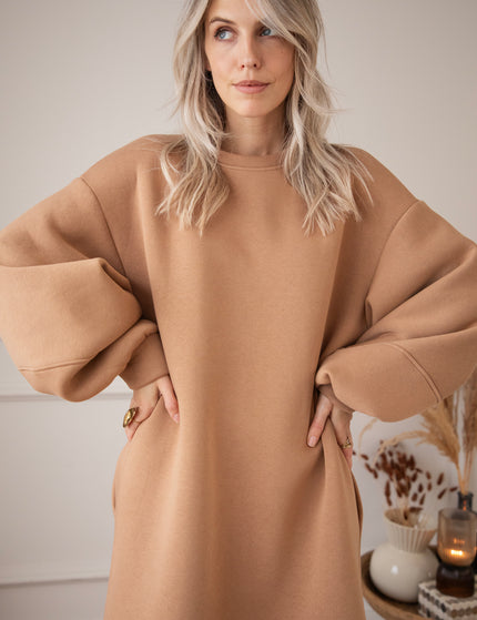 Snuggle Up XL Camel - Sweater Dress