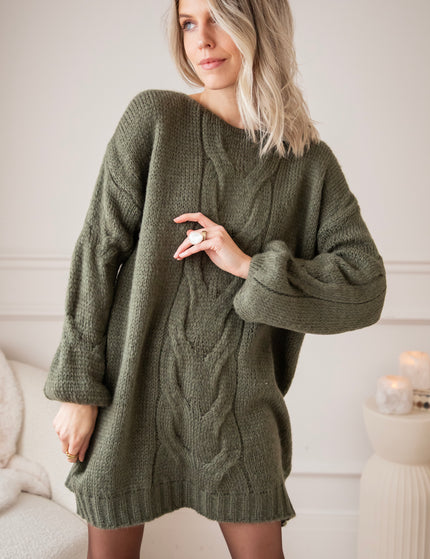 Coco Cable Khaki - Sweater Dress