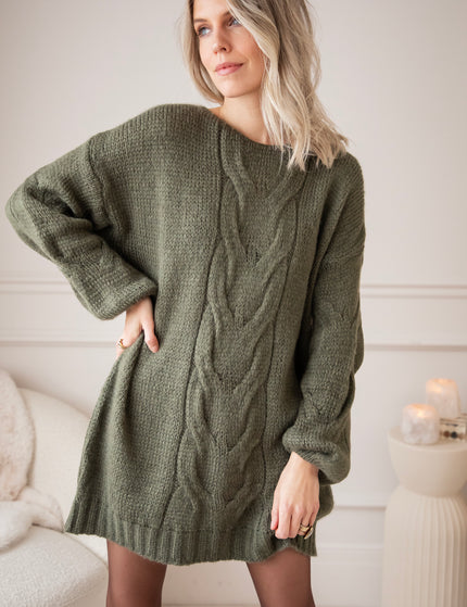 Coco Cable Khaki - Sweater Dress