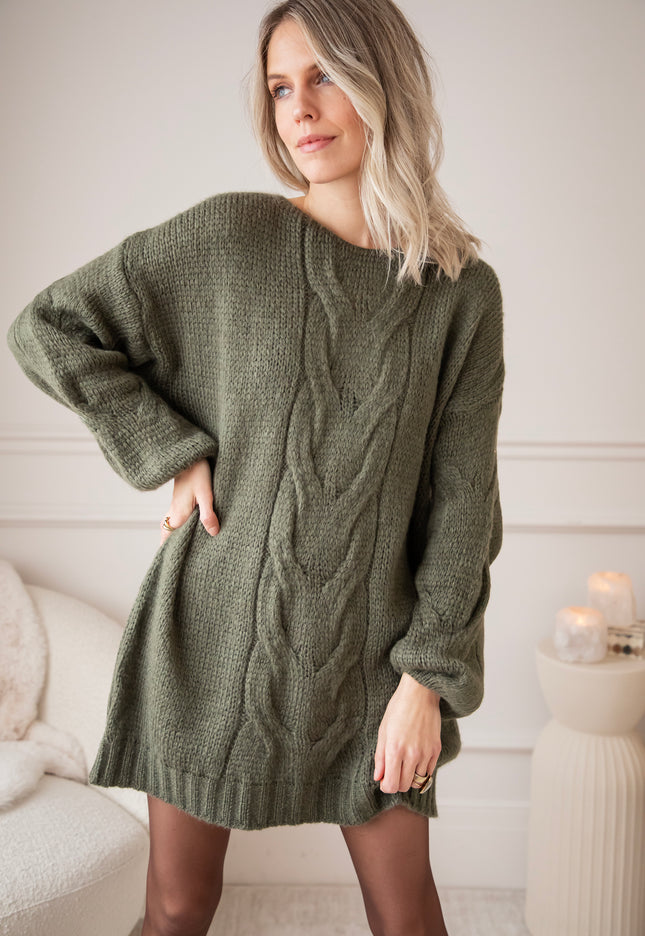 Coco Cable Kaki - Sweater Dress