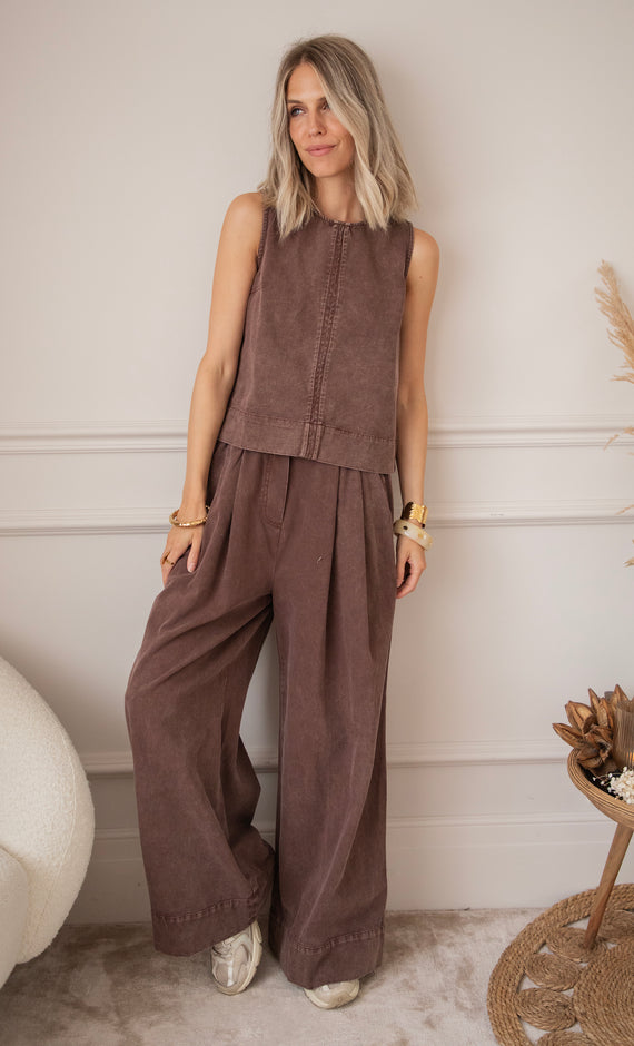 Easy Like Denim Brown - Pants