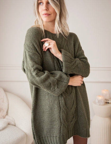 Coco Cable Khaki - Sweater Dress