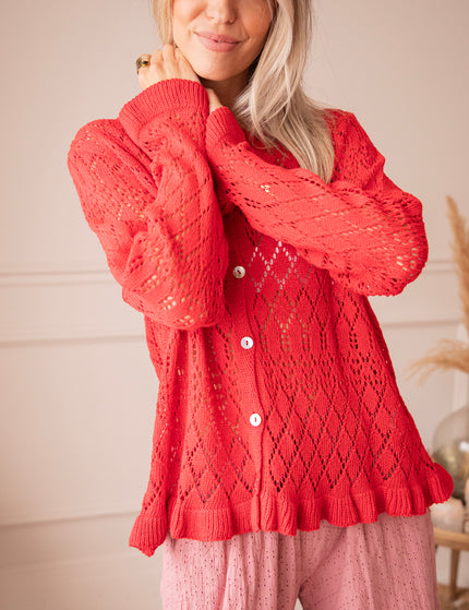 Crochet Charm Red - Cardigan