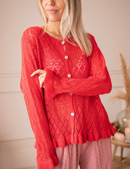 Crochet Charm Red - Cardigan