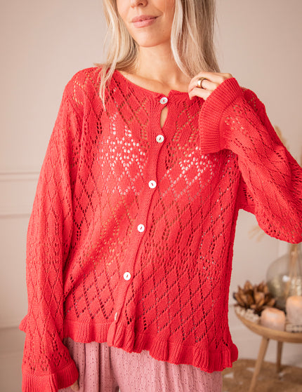 Crochet Charm Red - Cardigan