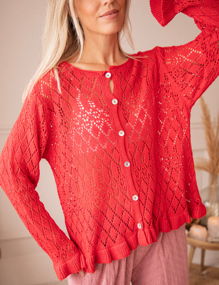 Crochet Charm Red - Cardigan