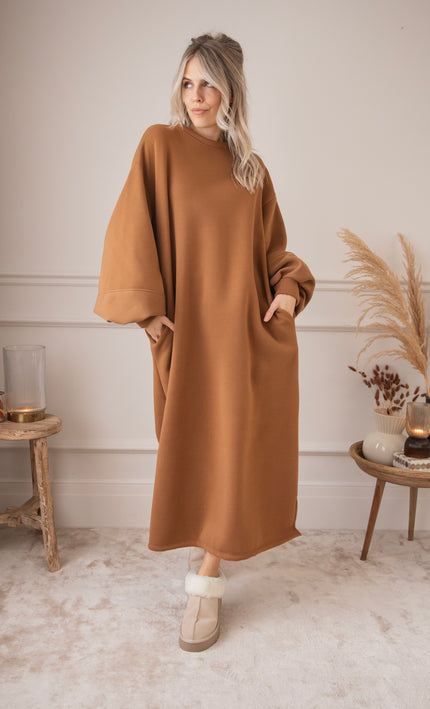 Snuggle Up XL Caramel - Sweater Dress