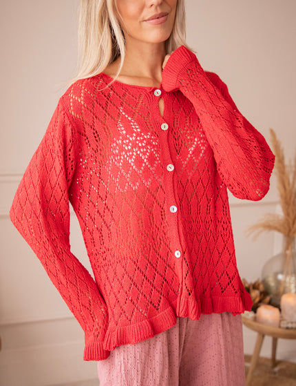 Crochet Charm Red - Cardigan