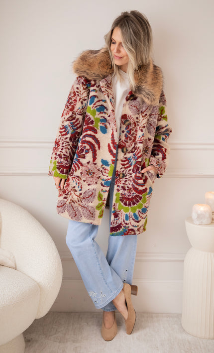 Fiora Beige/Bordeaux - Jas