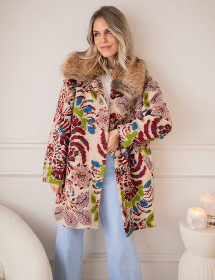 Fiora Beige/Bordeaux - Jas