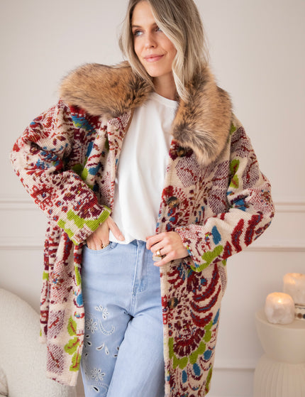 Fiora Beige/Bordeaux - Jas