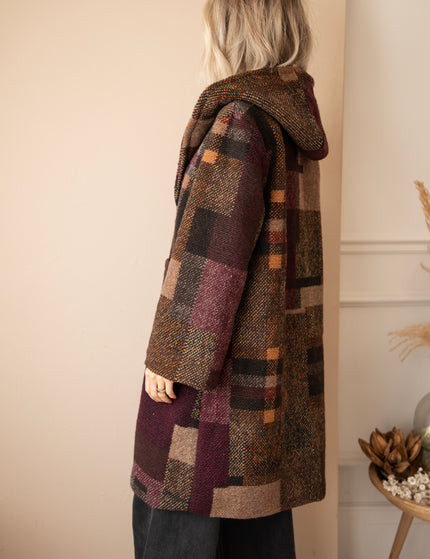 Patchwork Poetry Hooded Mulberry/Brown - Coat