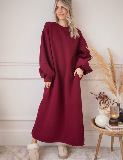 Snuggle Up XL  Burgundy - Sweater Dress