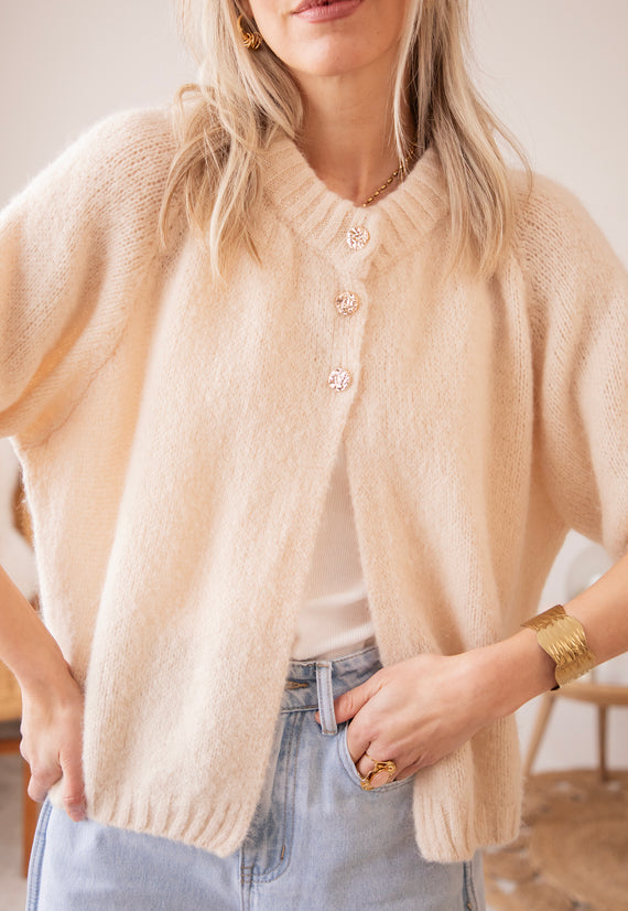 Split Knit Beige - Trui