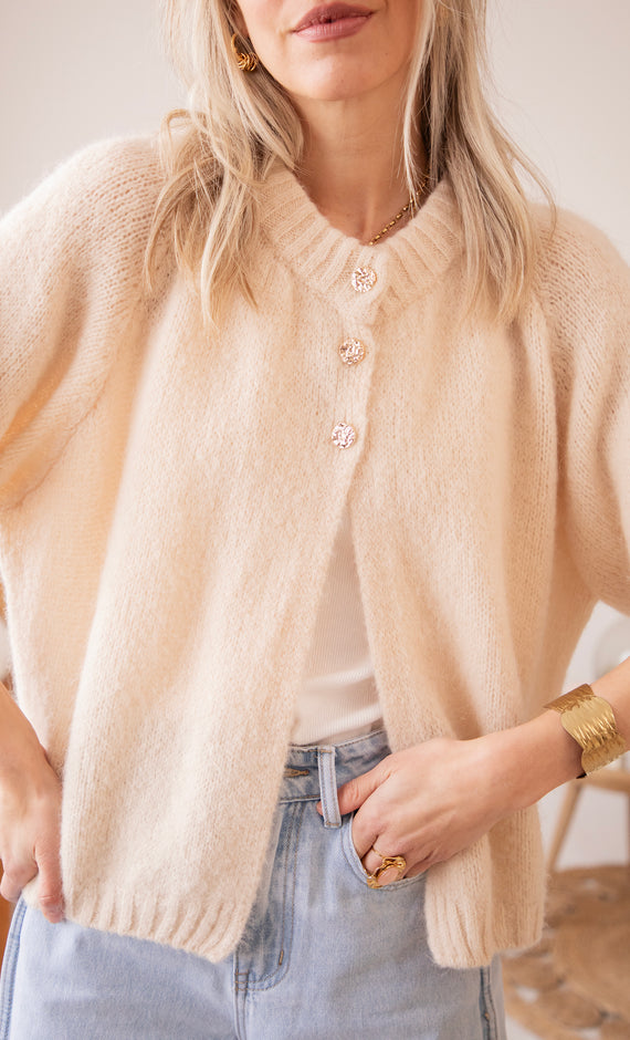 Split Knit Beige - Trui