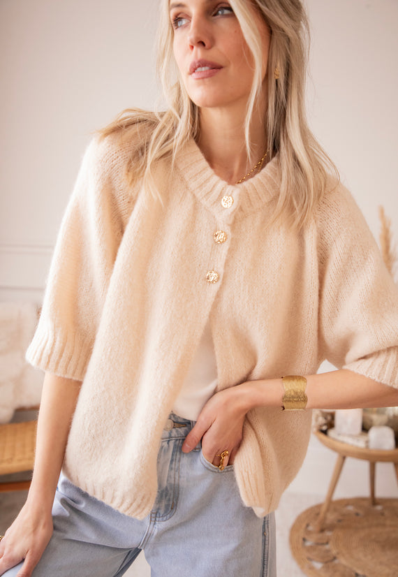 Split Knit Beige - Trui