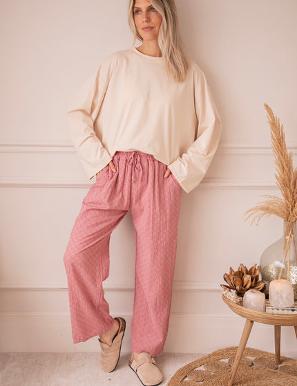 Easy Embroidery Old Pink - Broek