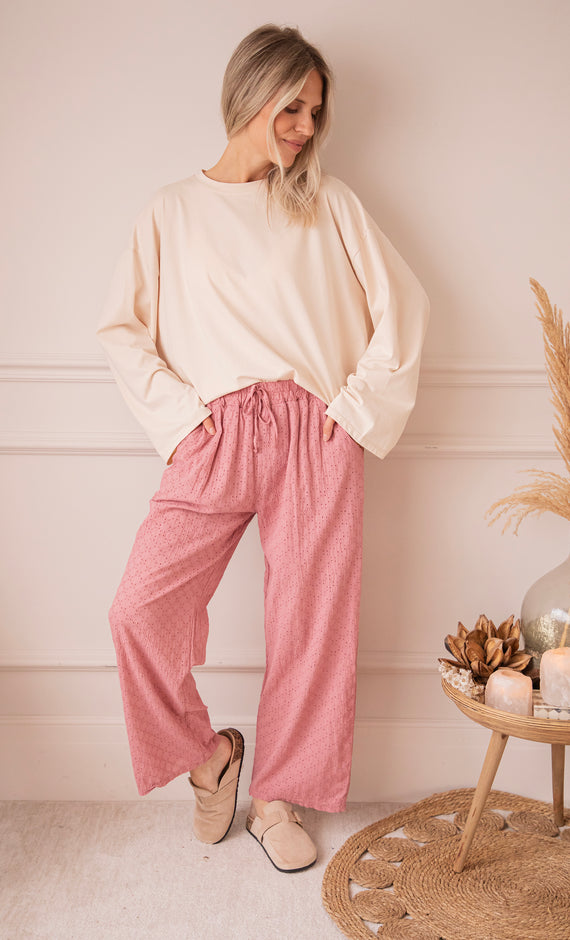 Easy Embroidery Old Pink - Pants