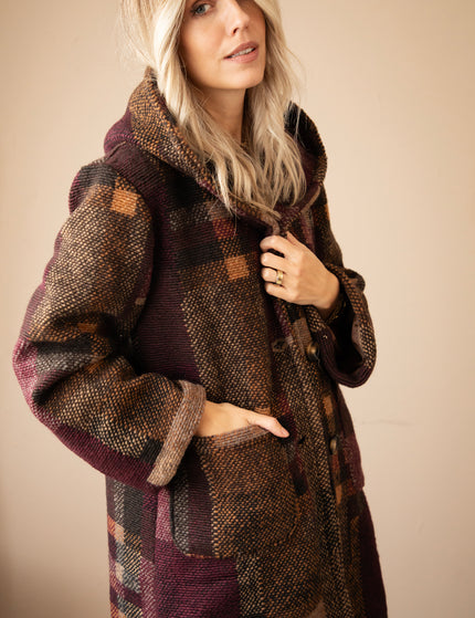 Patchwork Poetry Hooded Mulberry/Brown - Coat