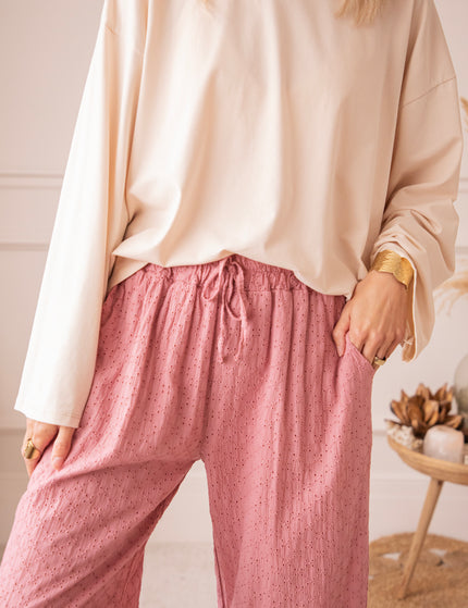 Easy Embroidery Old Pink - Broek