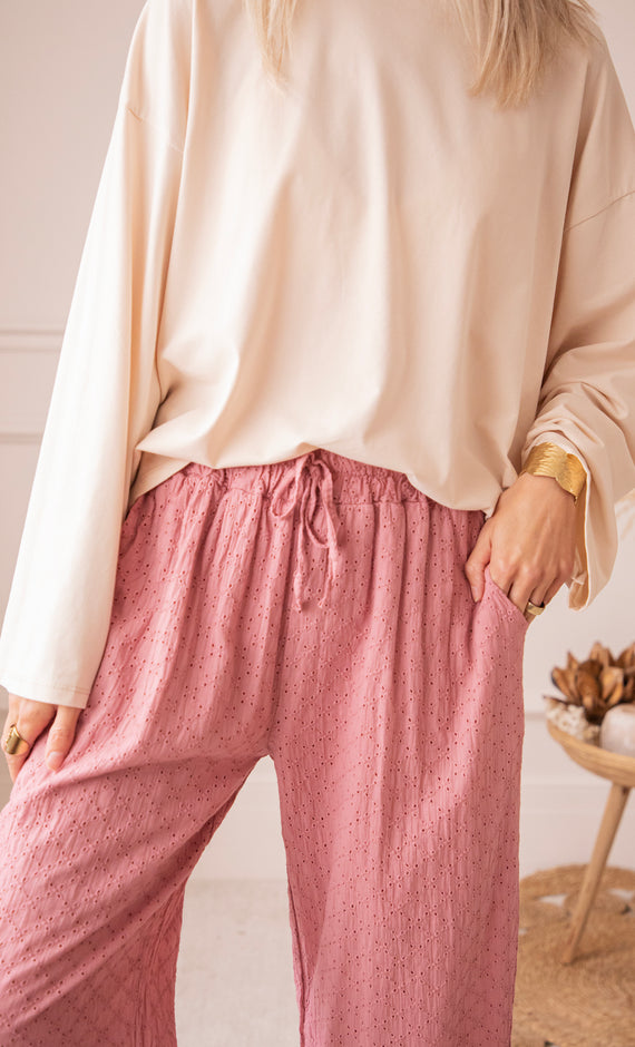Easy Embroidery Old Pink - Pants