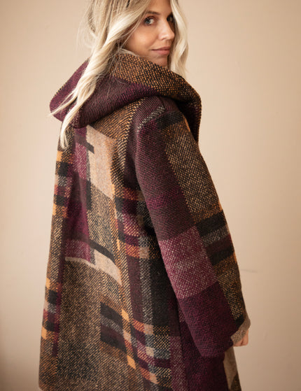 Patchwork Poetry Hooded Mulberry/Brown - Coat