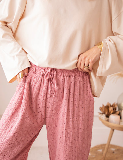 Easy Embroidery Old Pink - Broek
