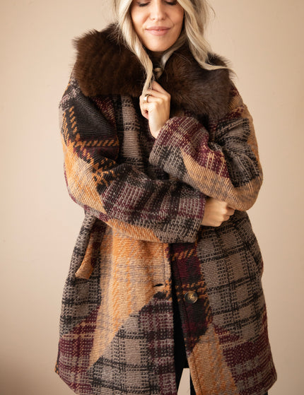 Mosaic Mood Fur Mulberry/Brown - Coat