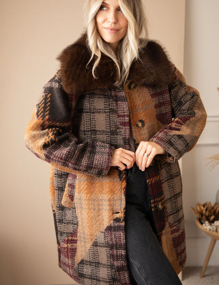 Mosaic Mood Fur Mulberry/Brown - Coat