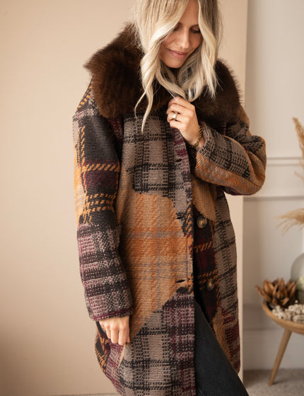 Mosaic Mood Fur Mulberry/Brown - Coat