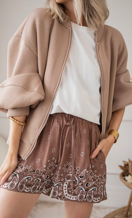 Bloomy Paisley Brown - Short