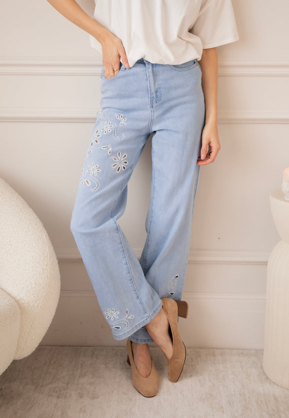 Floral Flow Light Blue - Jeans