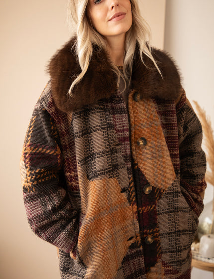Mosaic Mood Fur Mulberry/Brown - Coat